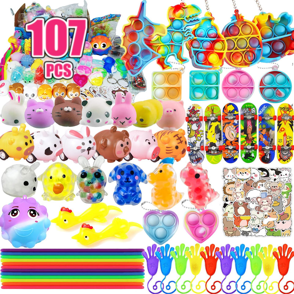 Leeche 107-piece party favors assortment – bright colors for celebrations and rewards