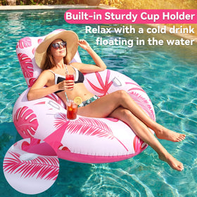 LEECICILE heart pool float cup holders keep drinks within easy reach.