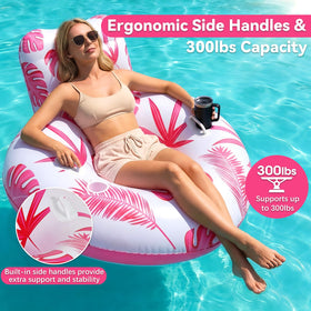 LEECICILE heart pool float headrest provides ergonomic comfort for lounging.