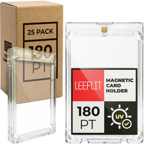 LEEFLIT 25-pack 180PT holders, front view, slim archival protection for thick cards.