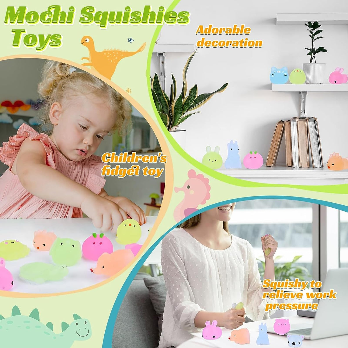 Leehur cat mochi squishy provides soft texture and calming squeeze.