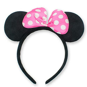 LEEMASING mouse ears deluxe plush headband in black, comfortable for kids and adults.