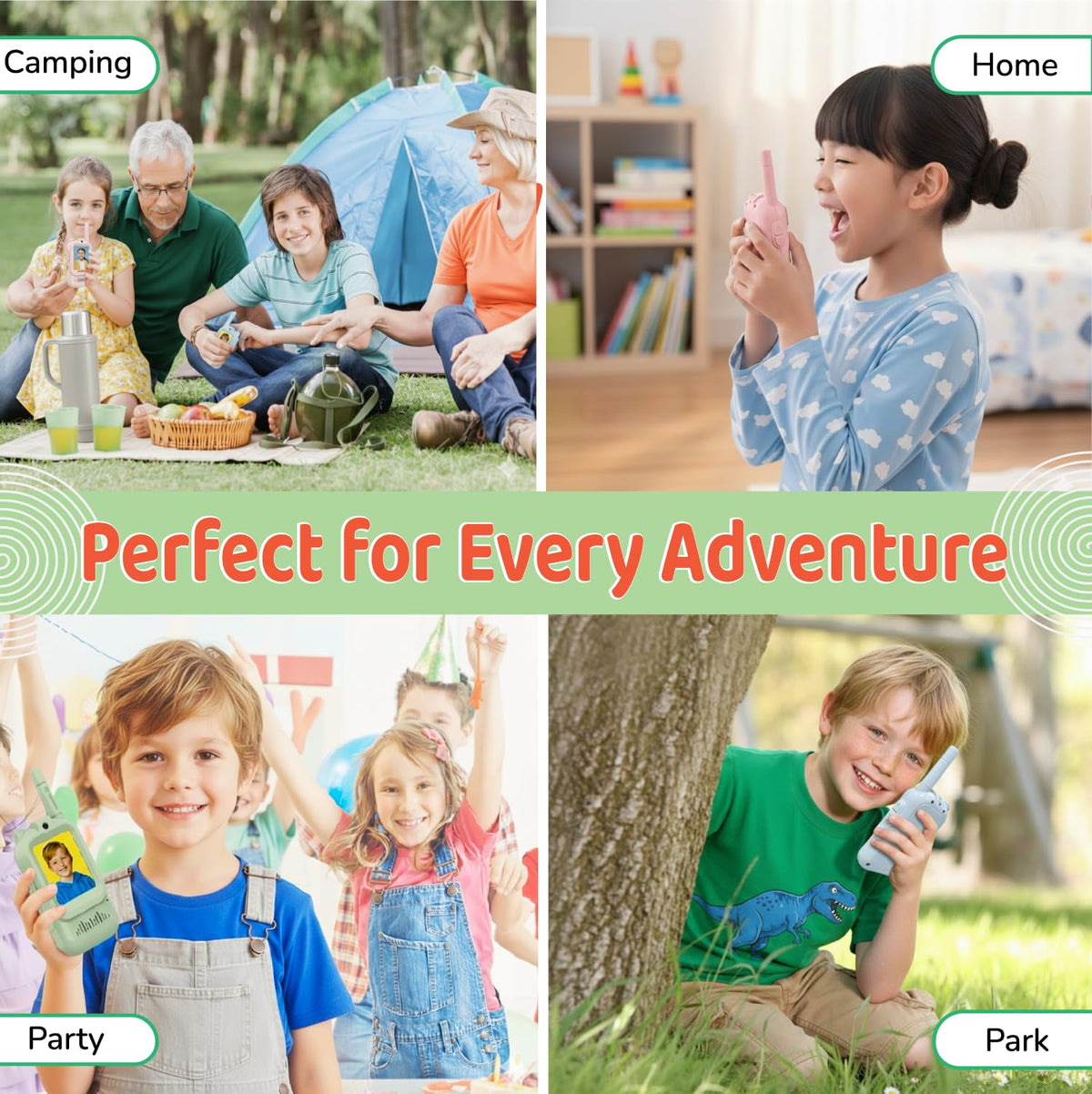 LEENK Kids green front view emphasizes durable materials for safe indoor and outdoor fun.