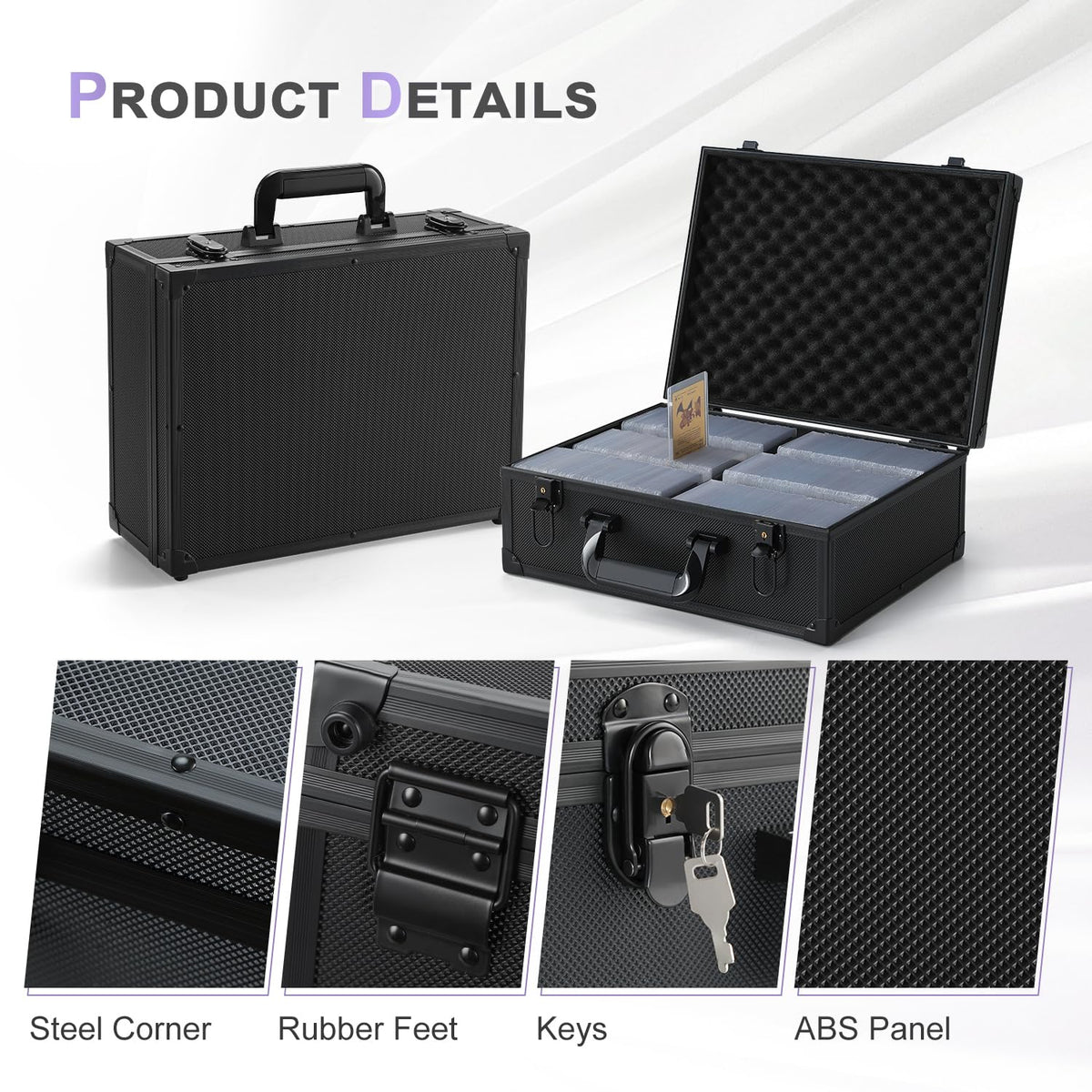 Versatile card case accommodates different sizes for flexible organization.