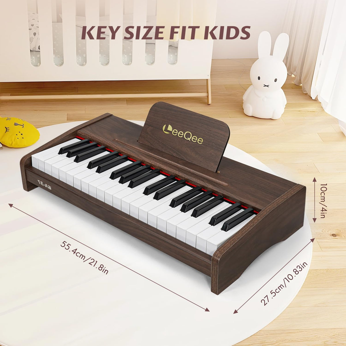 LeeQee 37-Key wooden piano child playing invites imaginative musical exploration