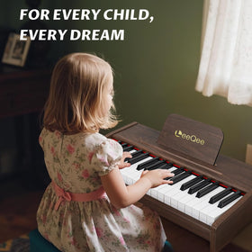 LeeQee 37-Key wooden piano mahogany finish conveys stylish decor and durable construction