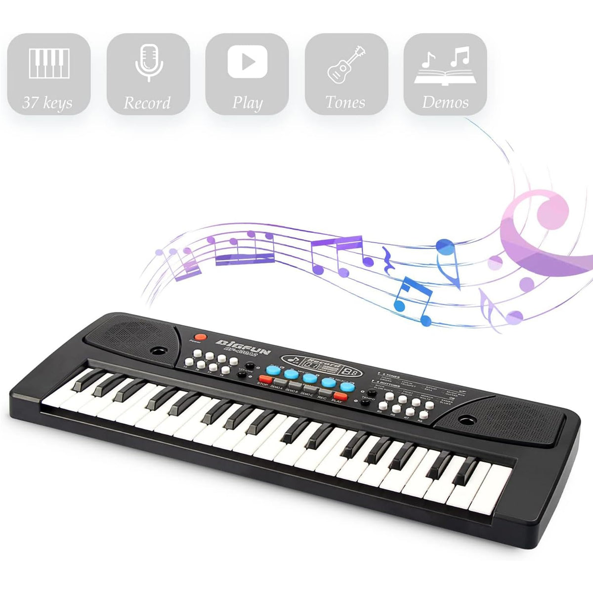LeeQee 37-key kids piano with microphone for singing along