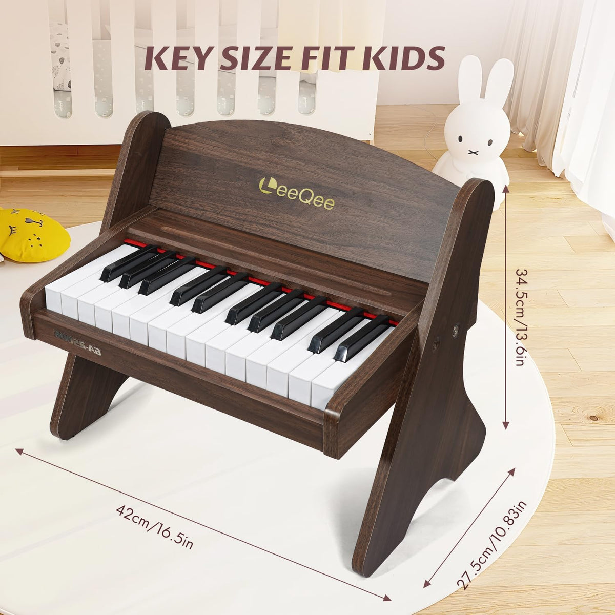 LeeQee piano with volume knob for quiet practice and focus.