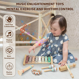 LeeQee toddler musical instruments set promotes parent-child music time.