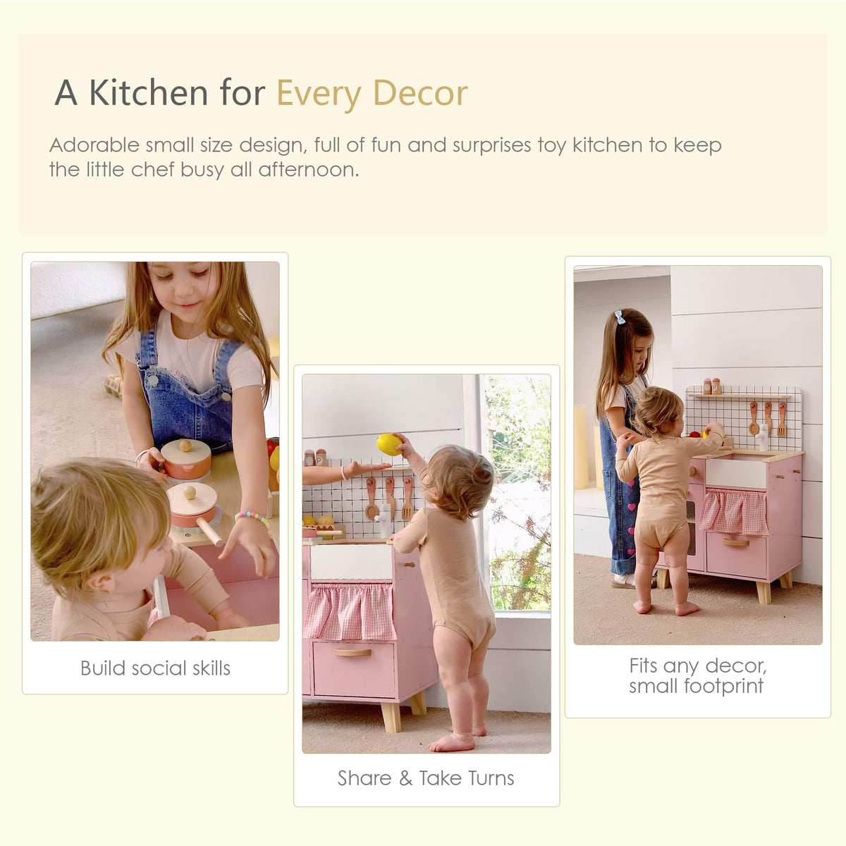 Leeshyah pink wooden play kitchen easy assembly with clear instructions