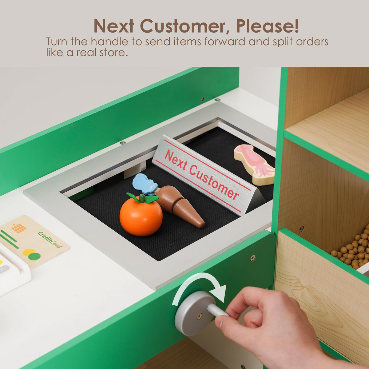 Leeshyah pretend scanner with card swiper encourages role play and basic transaction skills.