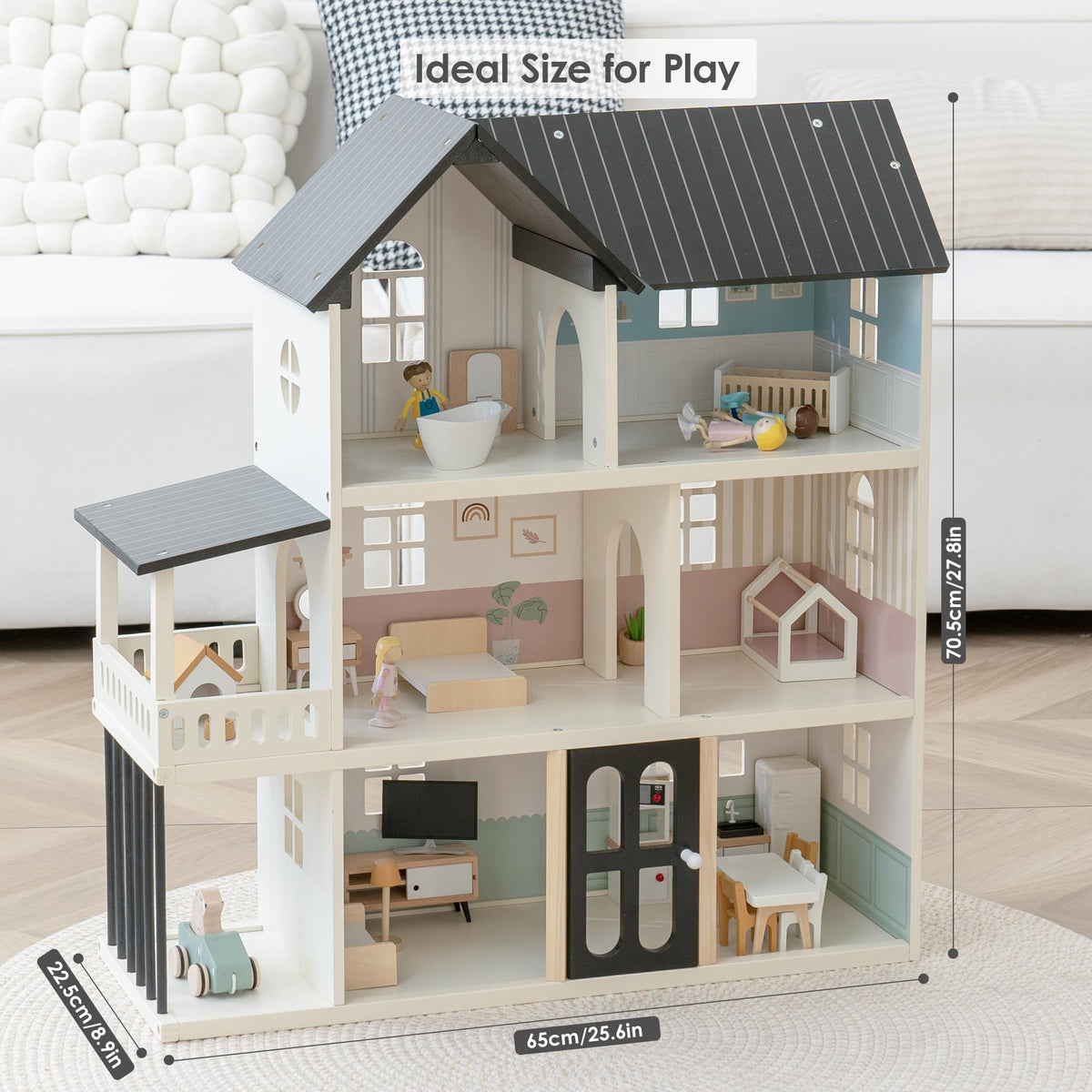 Leeshyah wooden dollhouse safe durable construction with rounded edges