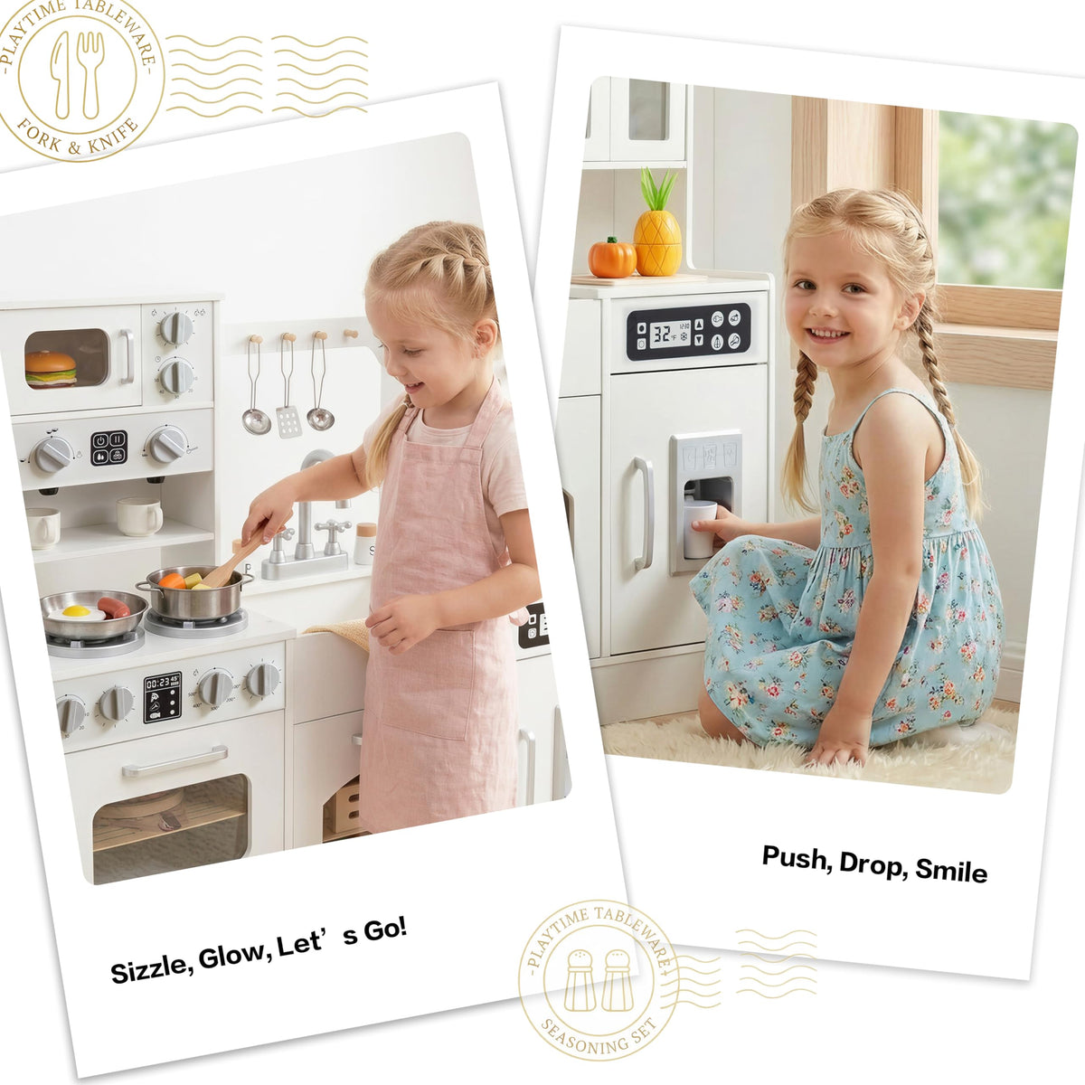 Leeshyah durable wooden play kitchen with rounded edges for safe active play