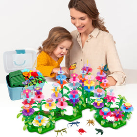 Leetous 156-pcs blocks set offers diverse pieces for colorful flower configurations.