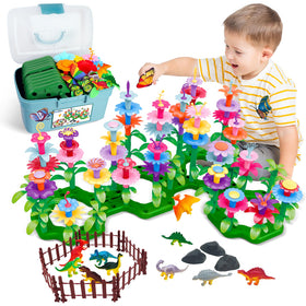 Leetous dinosaur garden pieces in vivid colors for imaginative stacking play.