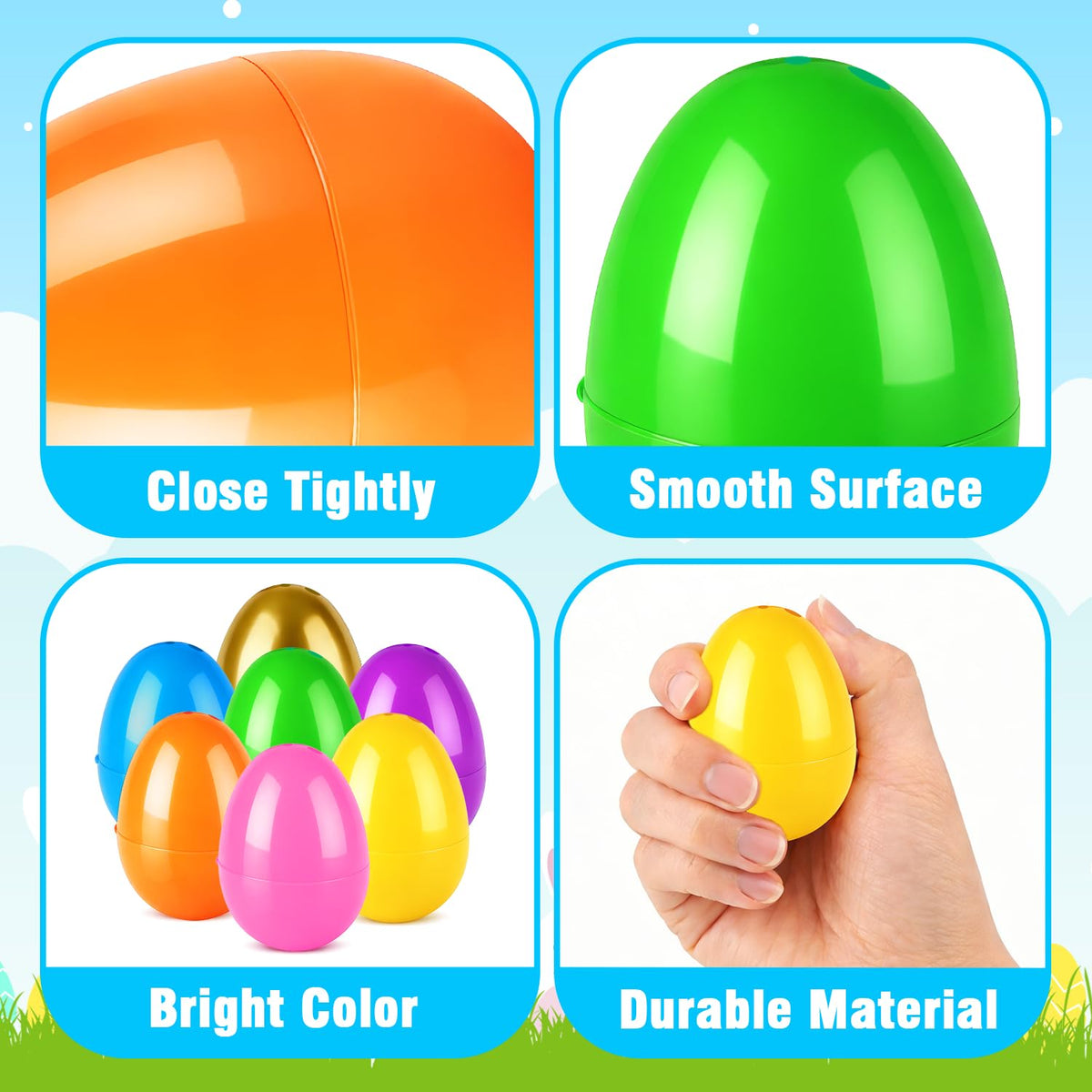 Leetous hinged Easter eggs designed for quick filling and secure closing.