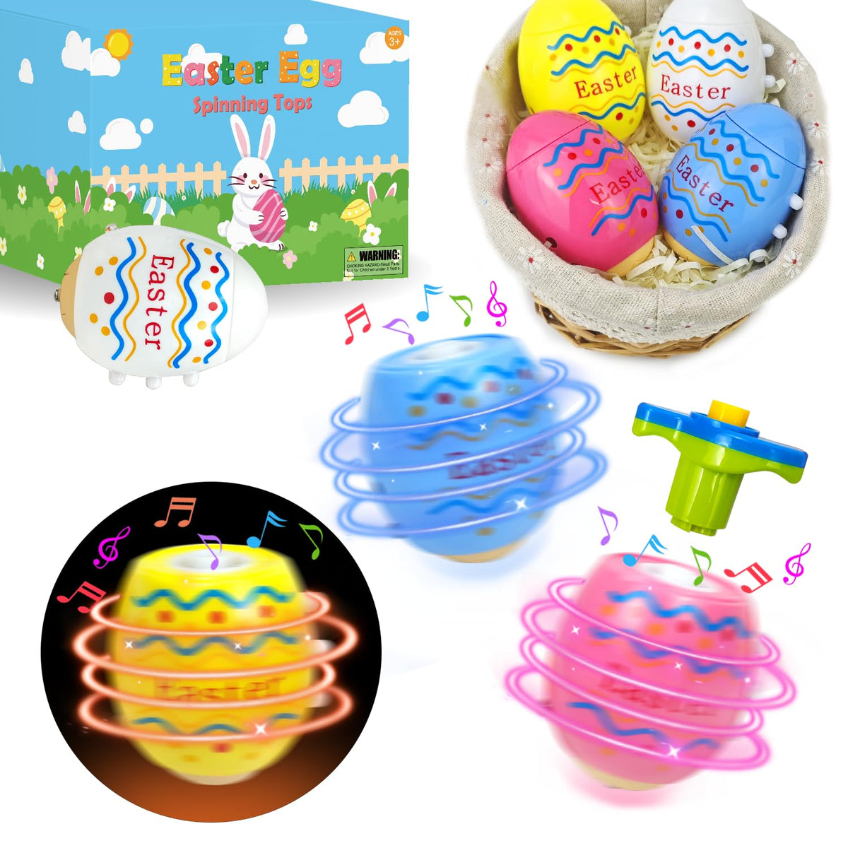 Leetous light-up Easter egg spinner pack with vibrant colors for festive party favors.