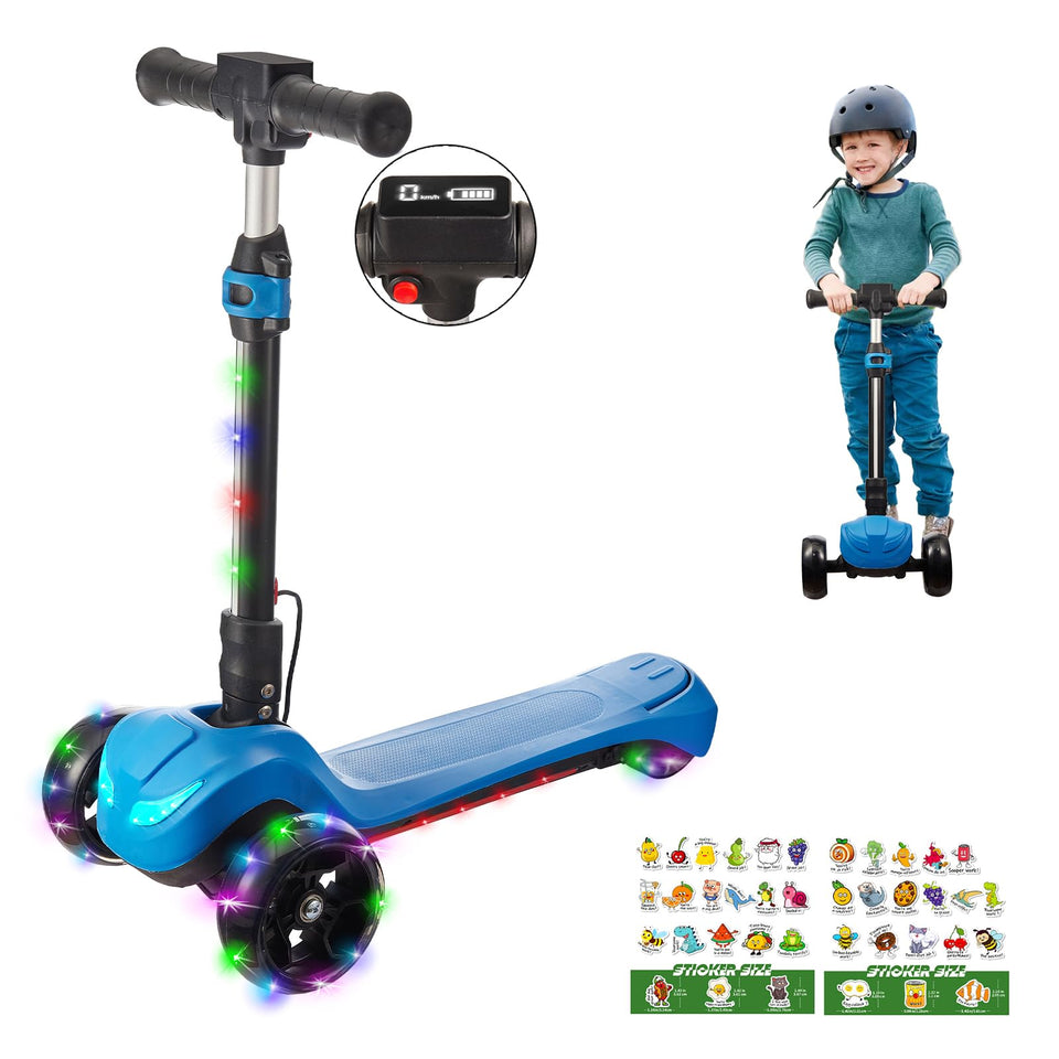 LEFELWEL 3-wheel kids scooter blue front view showing stable ride