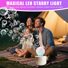 LEFEI bubble machine producing egg-sized bubbles during outdoor play