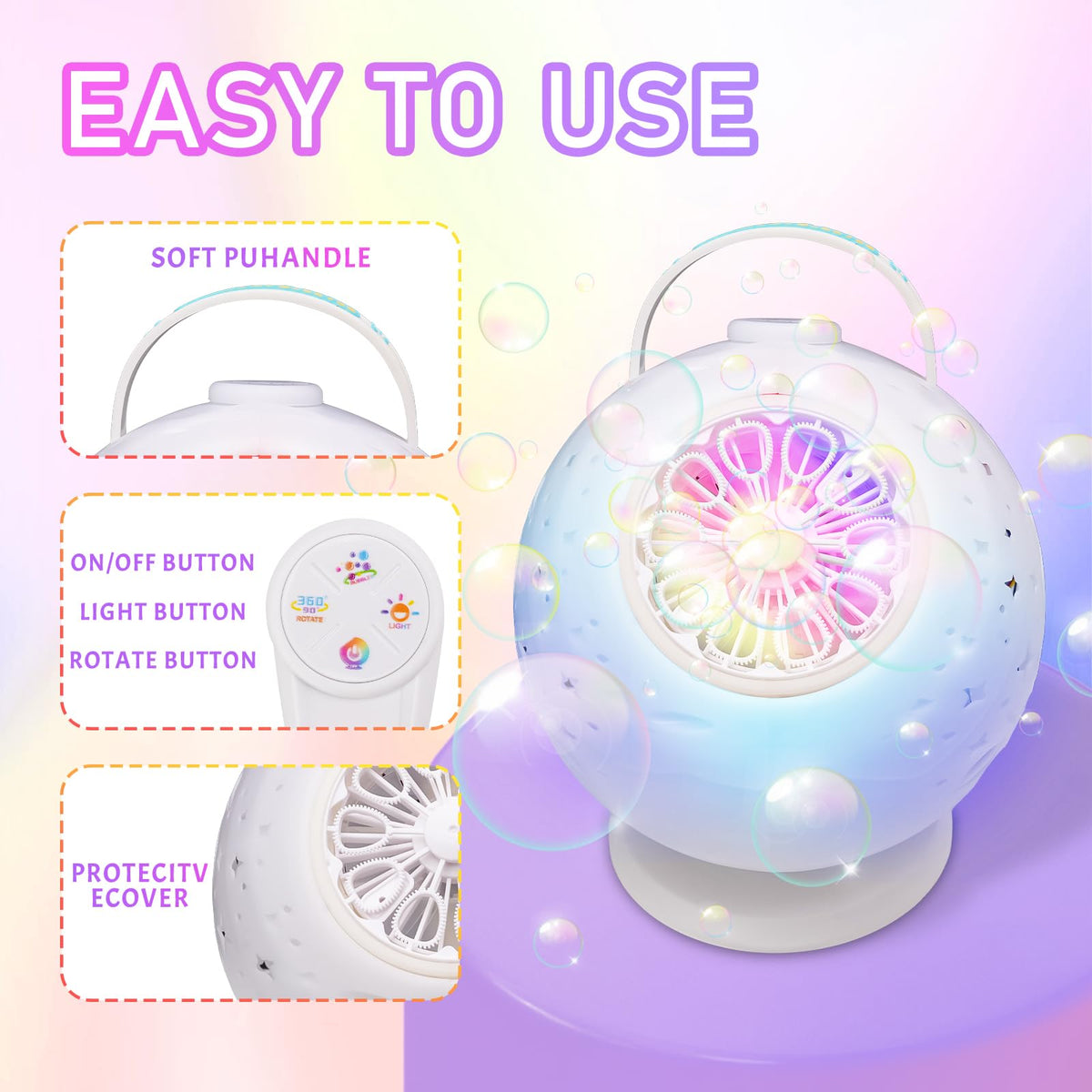 LEFEI bubble machine with RGB lights adds color to celebrations