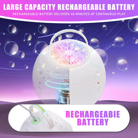 LEFEI bubble machine in rotation mode creating dynamic bubble patterns
