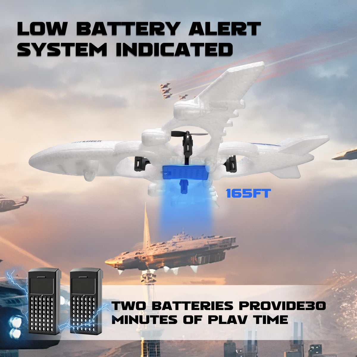 LEFEI RC drone airplane white landing view, stable touch for beginners.
