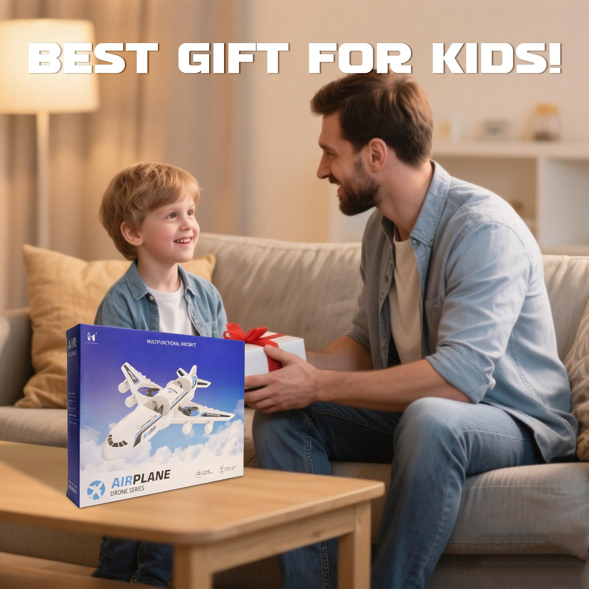 LEFEI RC drone airplane white packaging shown as ready gift.