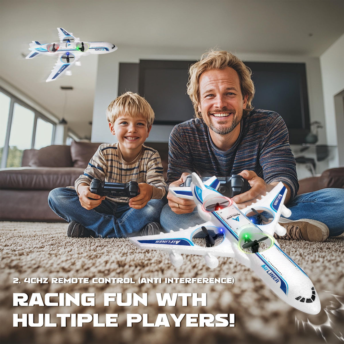 LEFEI RC drone airplane white remote control with long-range operation.