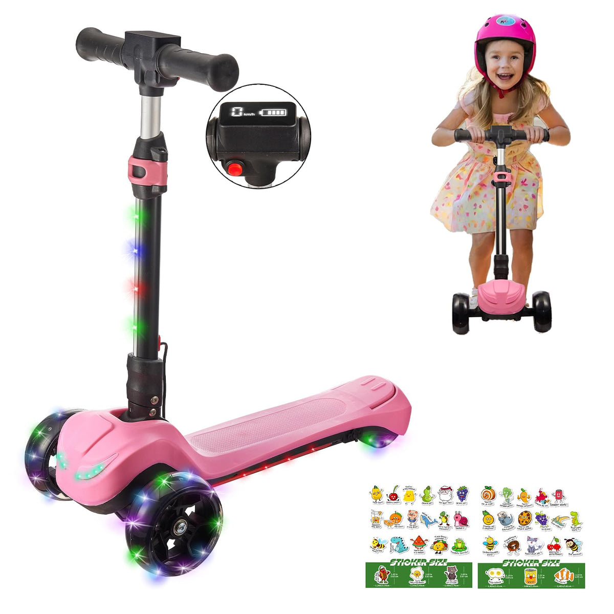 LEFELWEL 3-Wheel Scooter LCD display shows speed and battery at a glance.