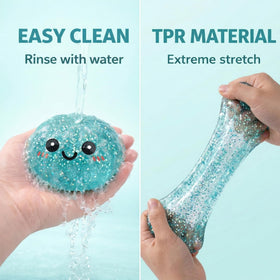 LEGEOS Glitter Dumpling Squishy durable TPR construction supports repeated squeezing.