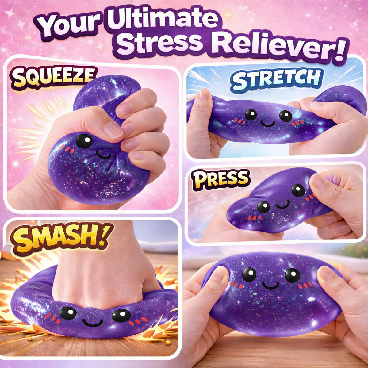 LEGEOS Glitter Dumpling Squishy with mini steamer included for playful stress relief