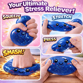 LEGEOS Glitter Dumpling Squishy with mini steamer for playful charm.