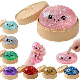 LEGEOS Glitter Dumpling Squishy in a mystery box, ideal for playful unboxing and gifting.