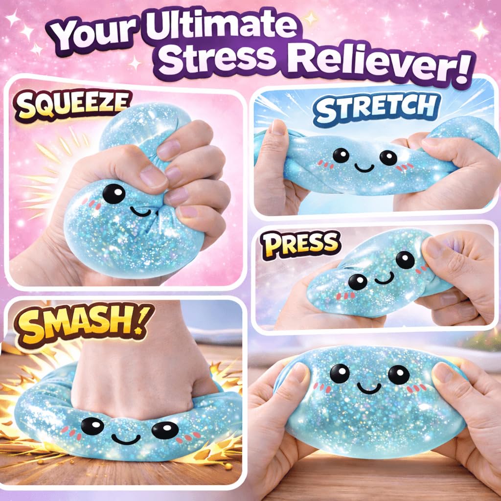LEGEOS Glitter Dumpling Squishy palm-size comfort for quick stress relief.