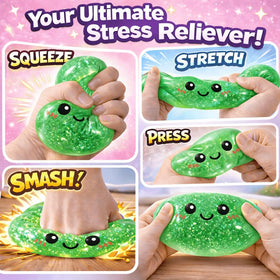 LEGEOS glitter dumpling squishy in palm-size for satisfying squeezes.