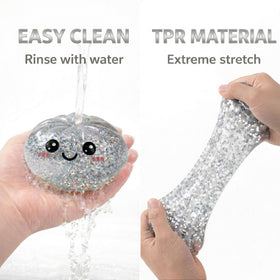 LEGEOS Glitter Dumpling Squishy provides desk-focused stress relief and improved focus during tasks.