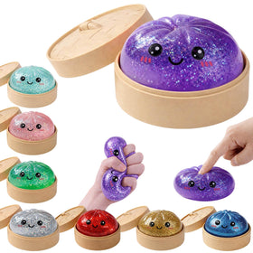 LEGEOS Glitter Dumpling Squishy toy held in hand for quick desk relaxation