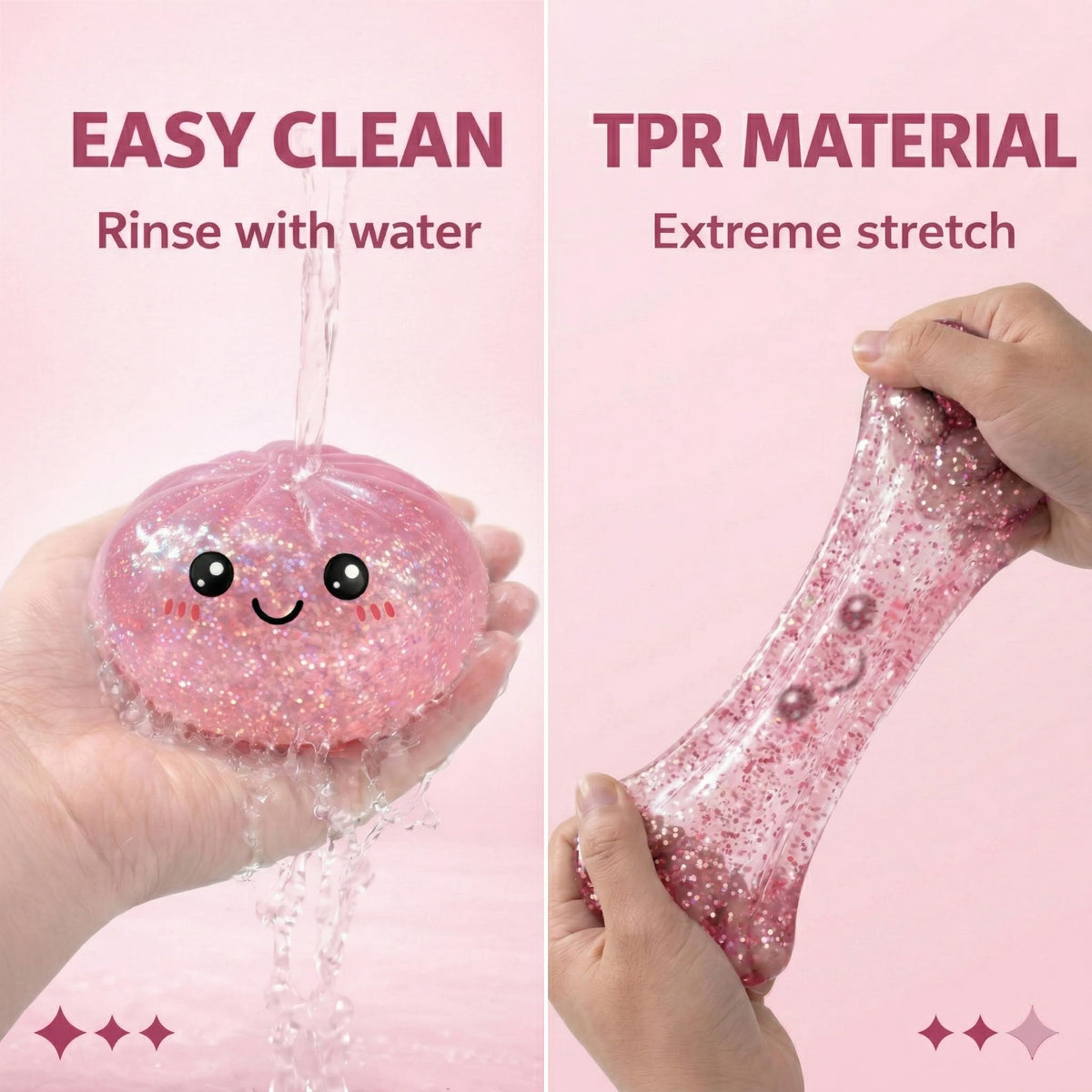 LEGEOS Durable non-toxic TPR material supports repeated squeezing.