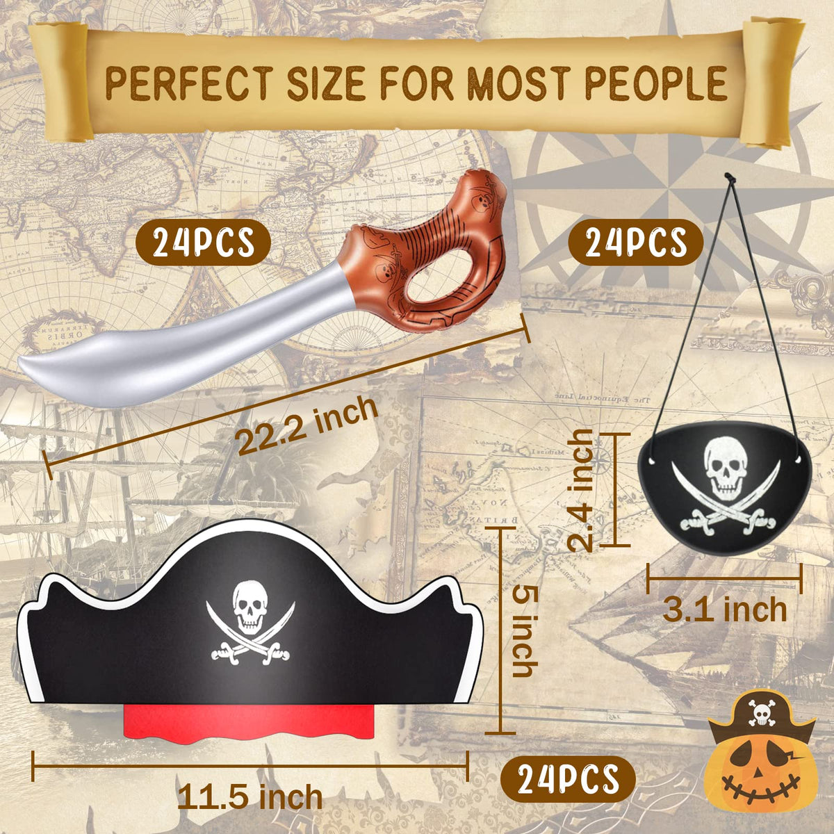 Legigo pirate eye patches 24-pack, soft felt, gentle on skin for playful swashbuckling