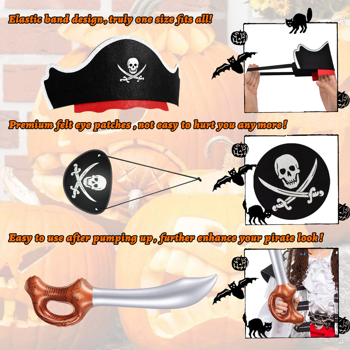 Legigo pirate eye patches in premium felt for soft, durable cosplay.