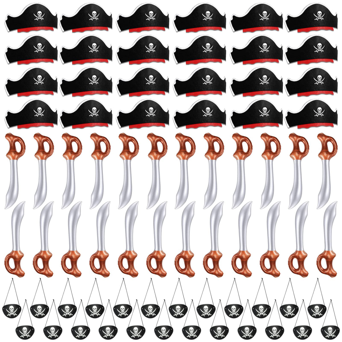 Legigo pirate hats 24-pack for kids and adults, comfortable elastic band for long wear