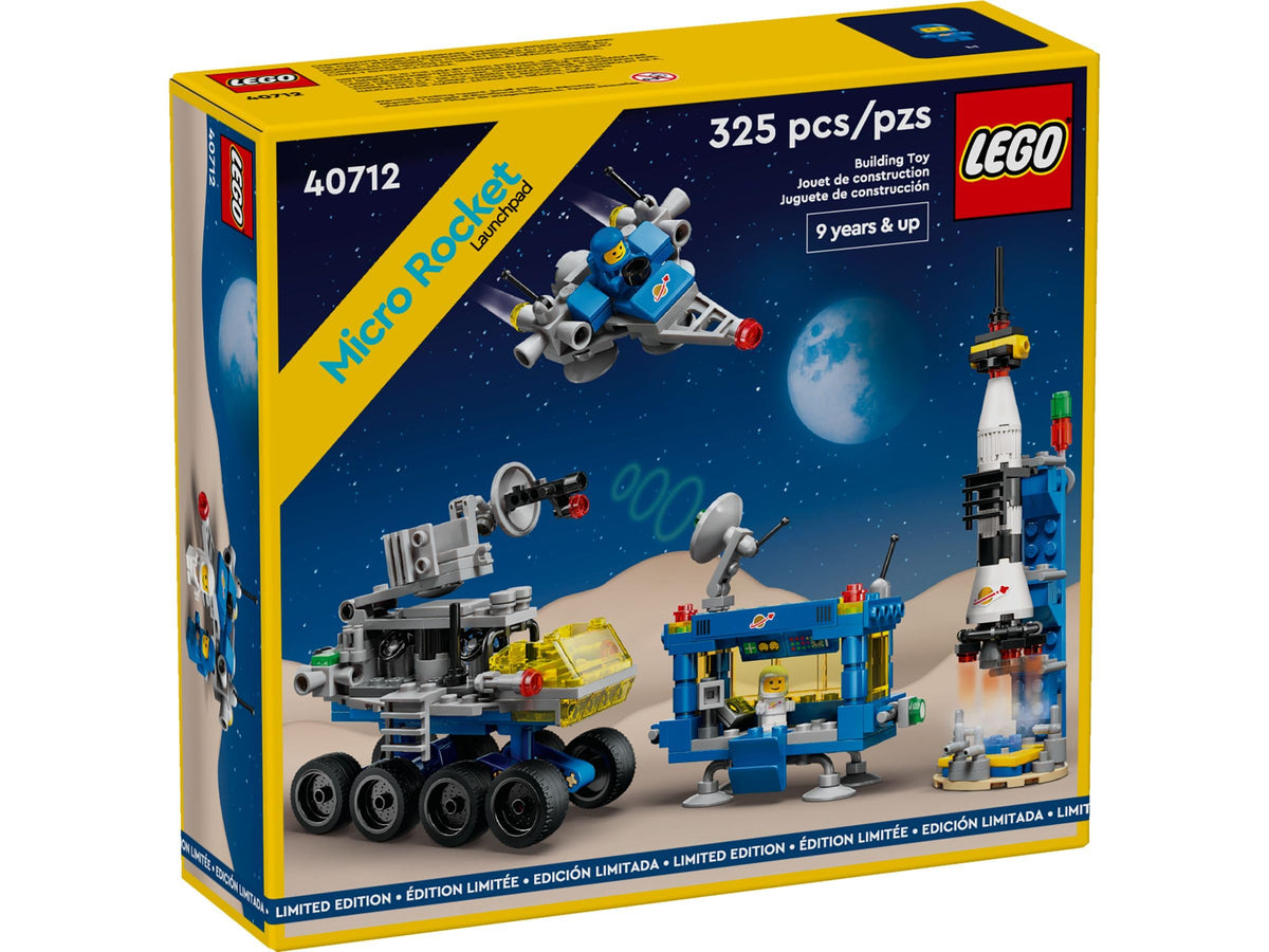 LEGO 40712 micro rocket launchpad on the launchpad for nostalgic space play adventures.