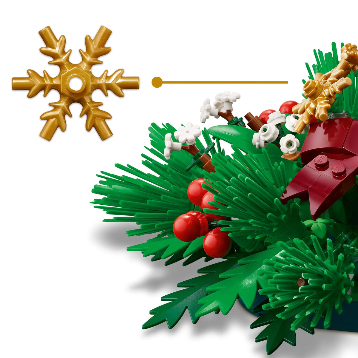 LEGO 40743 golden stars add sparkle to the holiday scene.