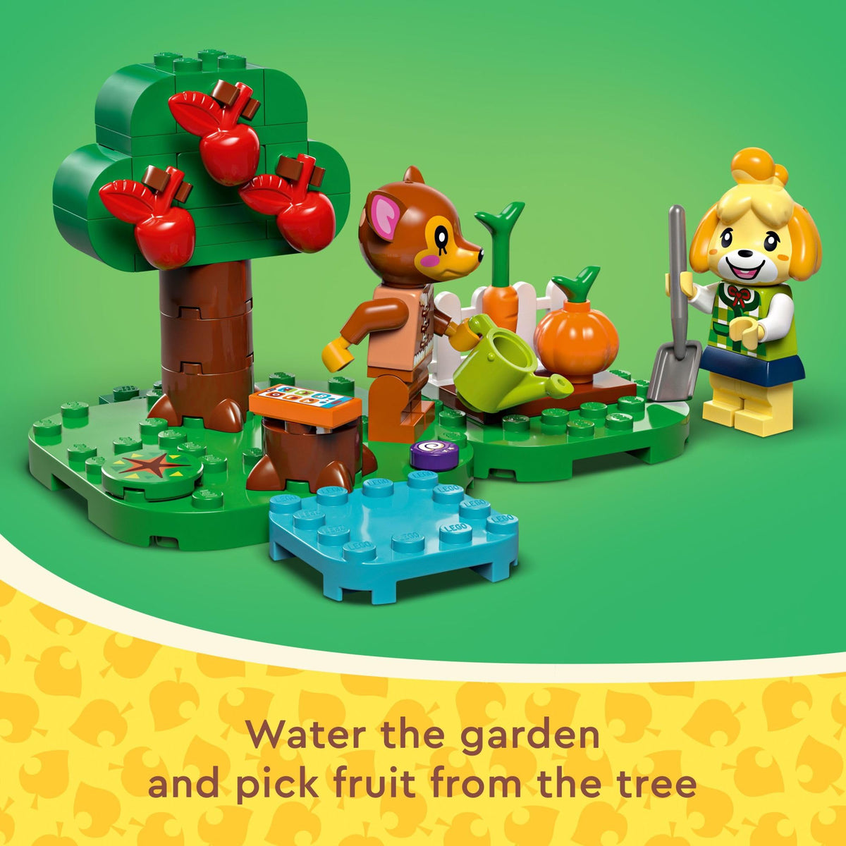 LEGO Animal Crossing Isabelle House Visit apple tree adds natural detail.