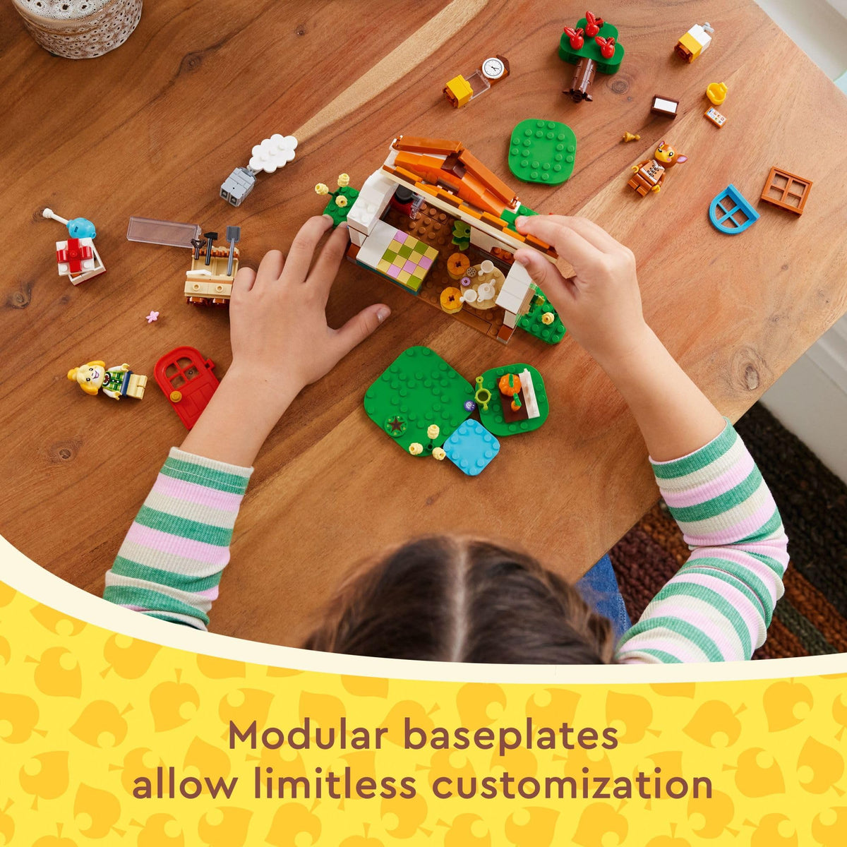 LEGO Animal Crossing Isabelle House Visit balloon with present sparks surprise moments.