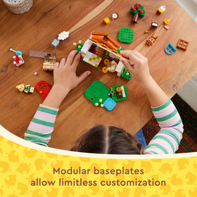 LEGO Animal Crossing Isabelle House Visit balloon with present sparks surprise moments.