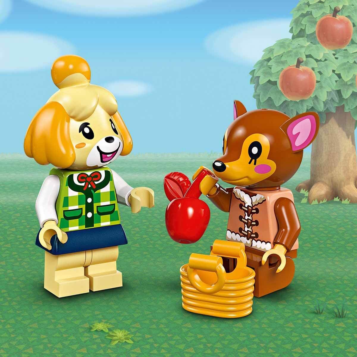 LEGO Animal Crossing Isabelle House Visit Fauna figure for role-play adventures.