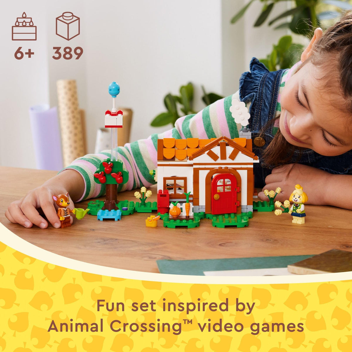 LEGO Animal Crossing Isabelle House Visit workbench for crafting and DIY play.