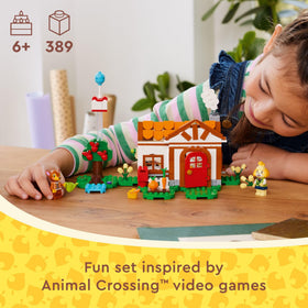 LEGO Animal Crossing Isabelle House Visit workbench for crafting and DIY play.