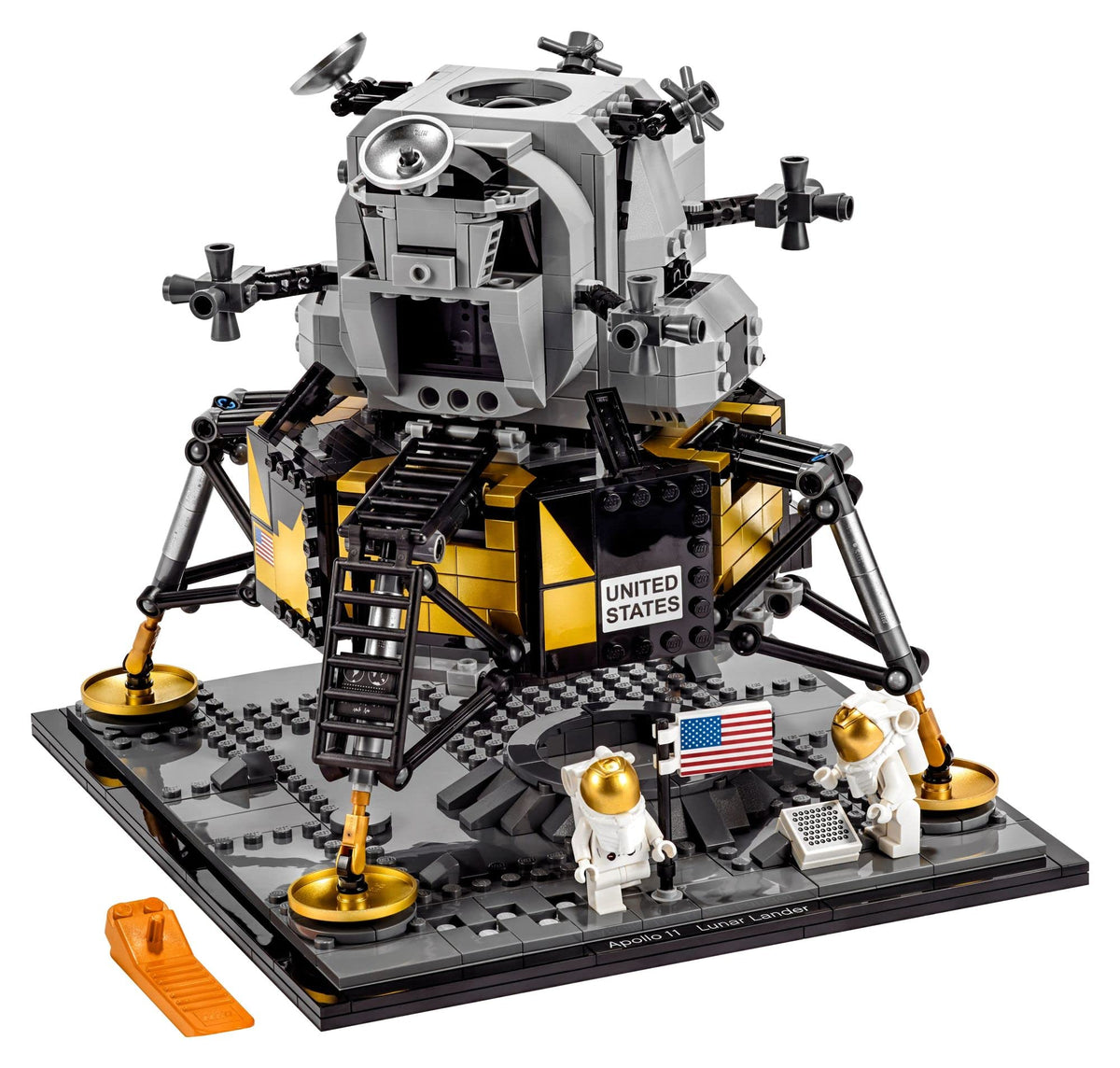 LEGO Apollo 11 lunar lander gold landing pads bring color accuracy to the model